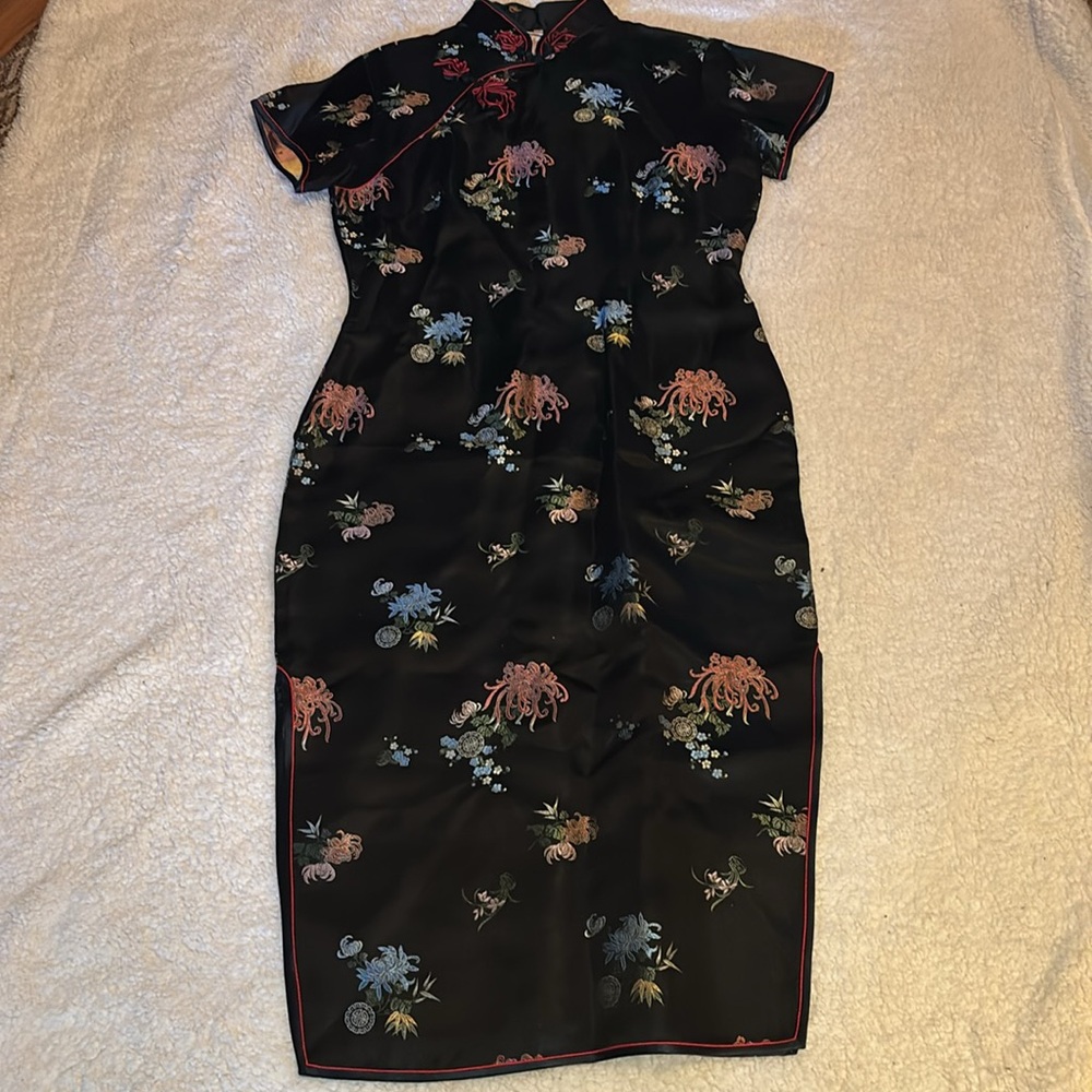 Solz Squirrel Vintage Chinese Cheongsam Maxi Rayon / Satin EU36 / size 4/6 Dress